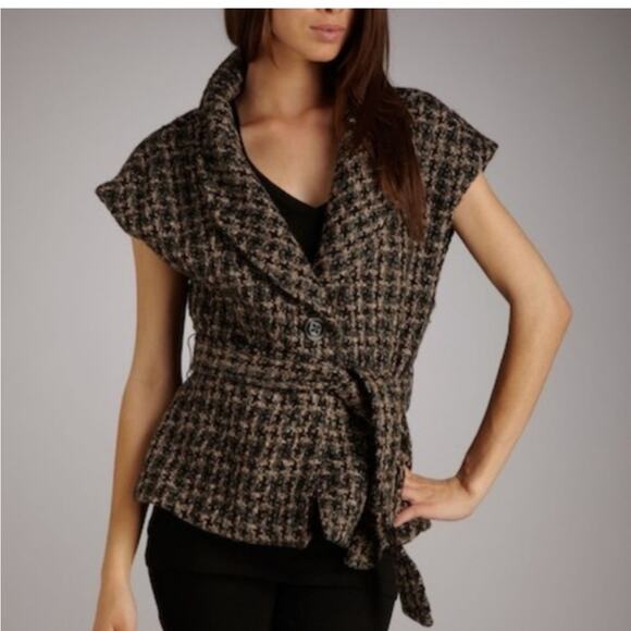 Anthropologie Black and White Herringbone Vest - Picture 8 of 8